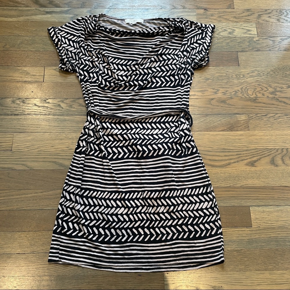 LOFT Black White Pattern SP Mini Dress Sof…